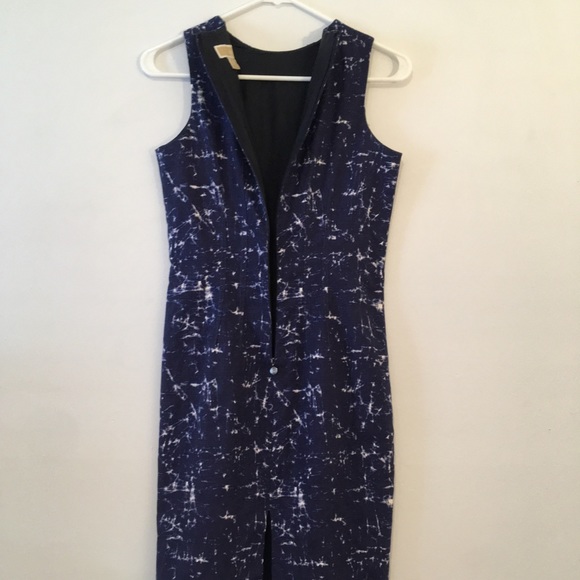 💕Michael Kors Sleeveless Navy/Print Sheath Dress - Picture 3 of 8